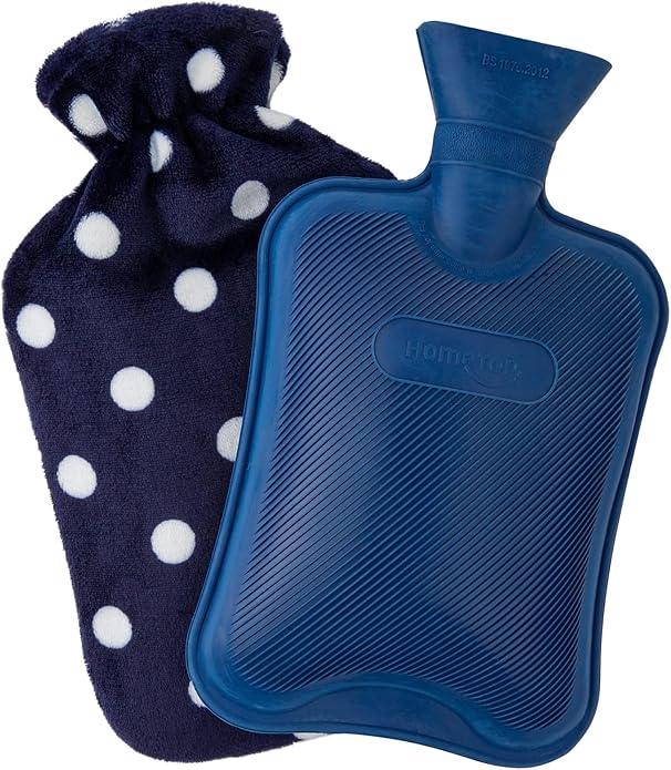 HomeTop Premium Classic Rubber Hot or Cold Water Bottle with Soft Fleece Cover