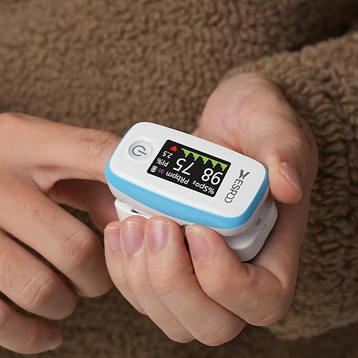 Pulse Oximeter Fingertip, Blue, Oxygen Monitor Fingertip with TFT Display, SpO2 and Heart Rate Measurement Device
