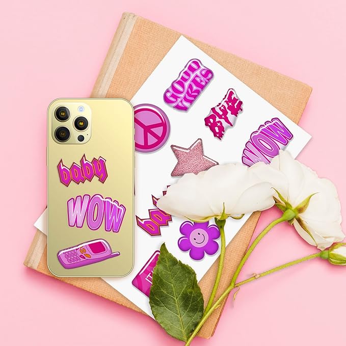 BulbaCraft Y2K 3D Stickers for Phone Case Aesthetic — Puffy Cell Phone Stickers — 3D Puffy Decals for Adults, Gifts for Women & Men