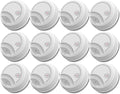 12 Pack Photoelectric Smoke Detector with 9V Battery Included Smoke Alarm, 10-Year Sensor, Test/Silence Button, Low Battery Warning, Easy Mount, Fire Alarm for Home Bedroom Living Room