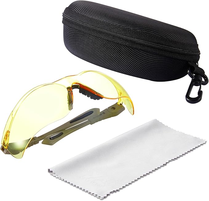 xaegistac Shooting Glasses Anti-fog Shooting Range Eye Protection, Adjustable Safety Glasses with Zipper Hard Case