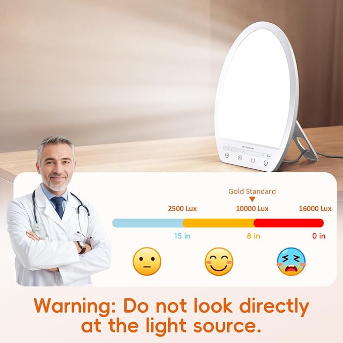 Comfytemp Light Therapy Lamp, Up to 16,000 Lux Sunlight Daylight Lamp with Touch Control, 4 Brightness & 3 Color Temperature, Birthday Gifts for Men Women Her, for Home Office Working Use