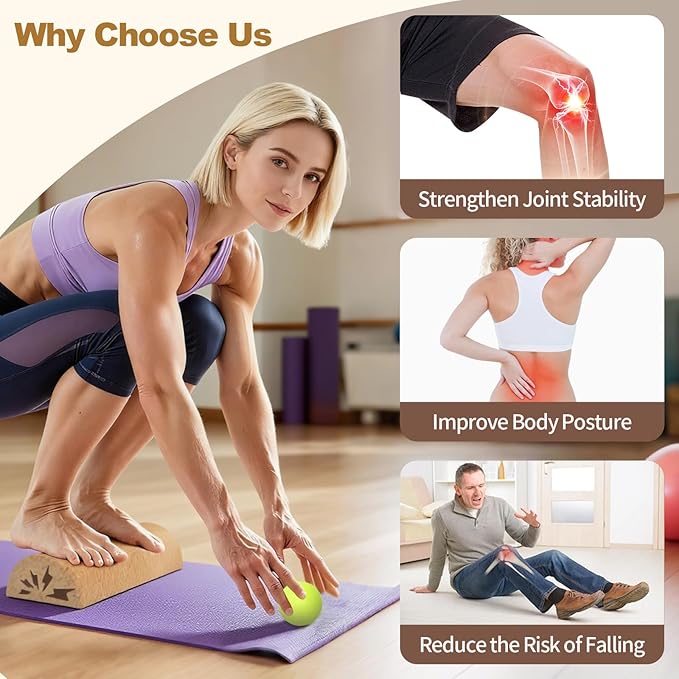 14in Extra Long Cork Balance Board - Foot Balance Cork, Foot Strengthener & Balance Kit for Plantar Fasciitis Recovery - Enhance Ankle Strength & Stability, Supports 440+ Lbs ﻿