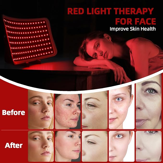 Red Light Therapy Device – 660nm Red & 850nm Infrared LED Lamp for Face & Body, Versatile Design with Stand, Legs & Strap, Well-Made and Easy to Use (Black)