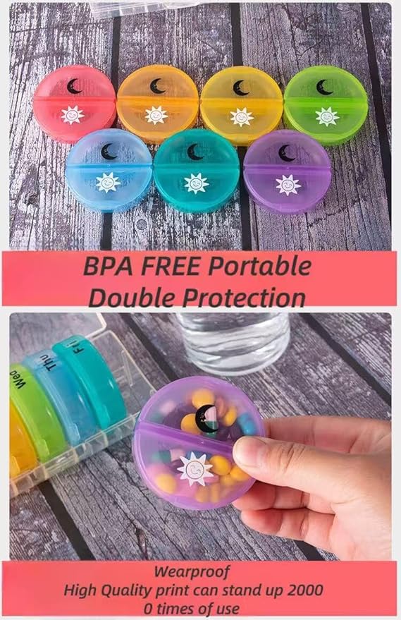 Weekly Pill Organizer 7 Day AM PM, Large 2 Times a Day Vitamin Box with Extra Large Compartments, Leak Proof Portable Travel Pill Case for Pills & Supplements