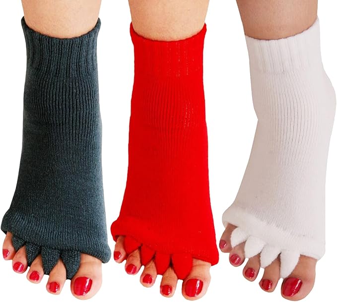 Yoga Sports GYM Five Toe Separator Socks Alignment Pain Health Massage Socks, Prevent Foot Cramps, One Pair