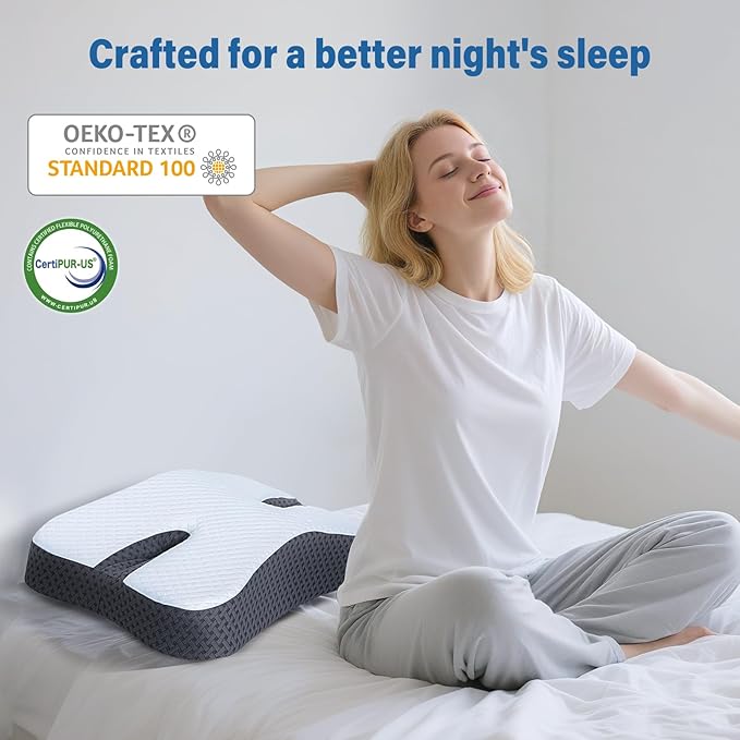 SAHEYER Anti-Snoring Pillow for Side Sleepers, Stop Snore Aid with Memory Foam, Orthopedic Pillow for Sleeper, Snoring Solution and Remedy, Anti-Snore Devices, Black