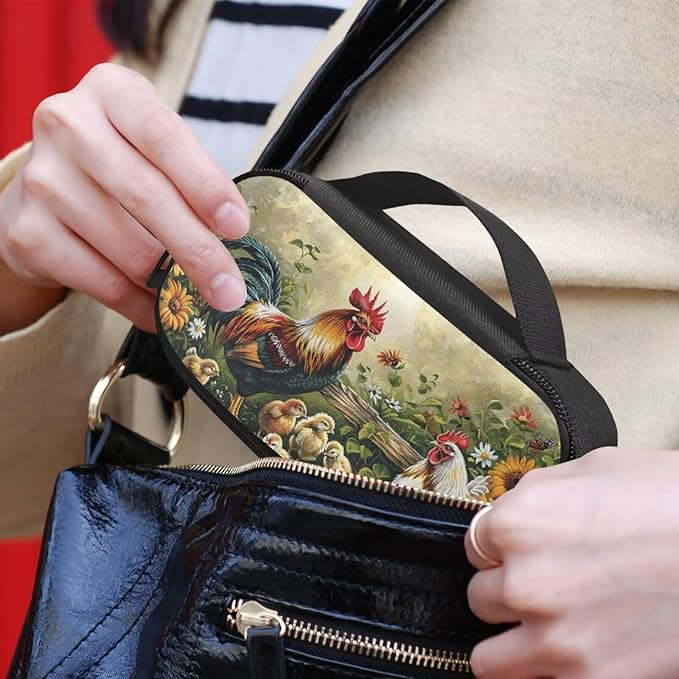 Rooster Chicken Insulin Cooler Bag Water & Scratches Resistant Glucose Meter & Diabetic Supplies Travel Case to Store Insulin Pen, Lancets, Insulin Syringe