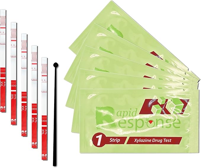 Rapid Response 2.0 Xylazine Test Strips-5 Pack – Detects Xylazine in Liquid & Powder Including Cocaine – Fast, Accurate, and Easy to Use, Harm Reduction & Overdose Prevention