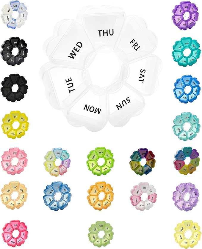 Large Weekly Pill Organizer,7 Day Cute Heart Pill Organizer,Weekly Container for Fish Oil/Medicine/Supplements (White1)