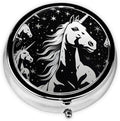 Impressionism Unicorn Horse Pill Box 3 Compartment Pill Case, Portable Medicine Pill Organizer for Pocket Purse Pill Box Decorative Metal Medicine Vitamin Organizer