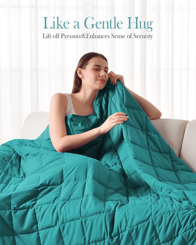 Topblan Weighted Blanket Queen Size 20lbs, Soft Cooling Weighted Blanket for Adults, Breathable Heavy Microfiber with Glass Beads Warm Blanket for Sofa Bed All Season, 60 x 80 inches, Green