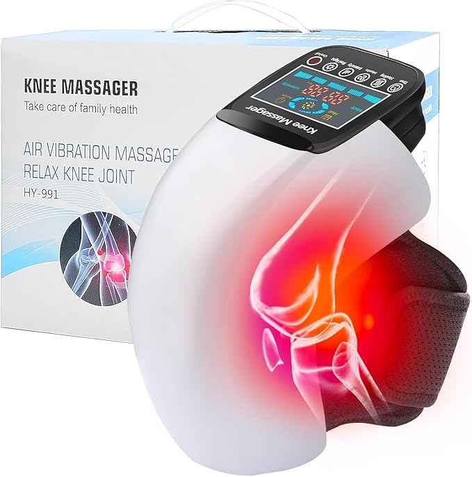 DEITY Knee Massager Smart with Heat, Vibration, 3D Massage, Red Light, 4-in-1, Cordless Portable Knee Massager with LED Large Screen, Gifts for Grandma & Grandpa
