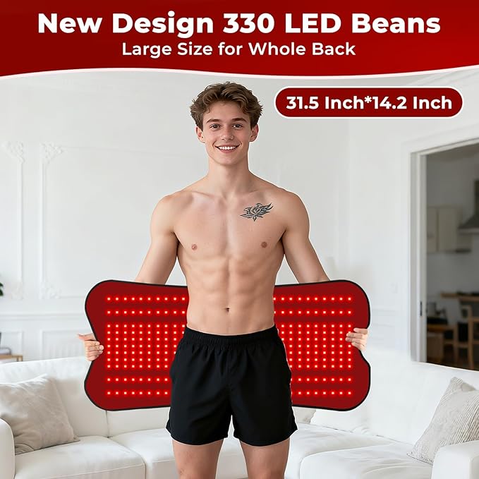 Upgrade Red Light Therapy for Body -31.5''*14.2'' Red Lights Therapy Pad with 330 LEDs 660nm&850nm Infrared Light Therapy Mat, Chirstmas Birthday Festival Gift for Women Men Father Mother Lover