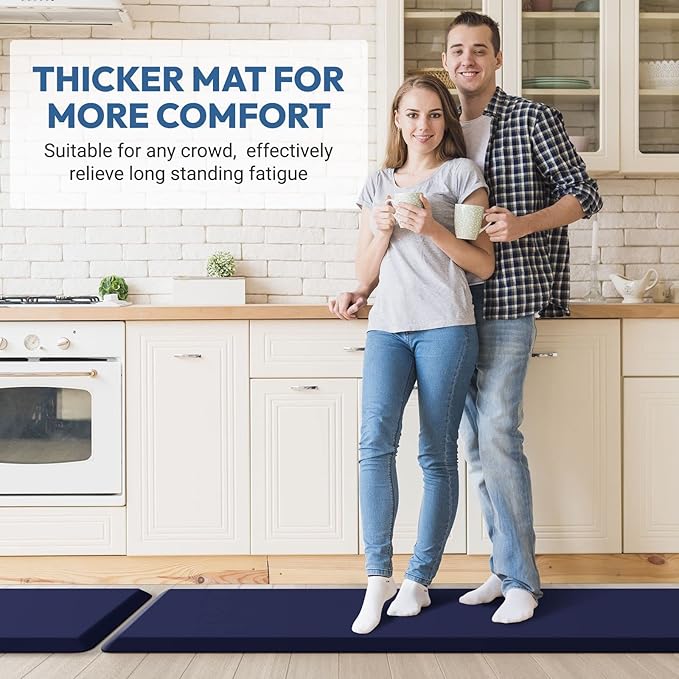 4/5 Inch Thick Kitchen Mat - Cushioned Anti Fatigue Mats for Kitchen Floor - Easy to Clean, Waterproof, Non-Slip Kitchen Rug for Sink, Office, Kitchen (20''x39'' Blue)