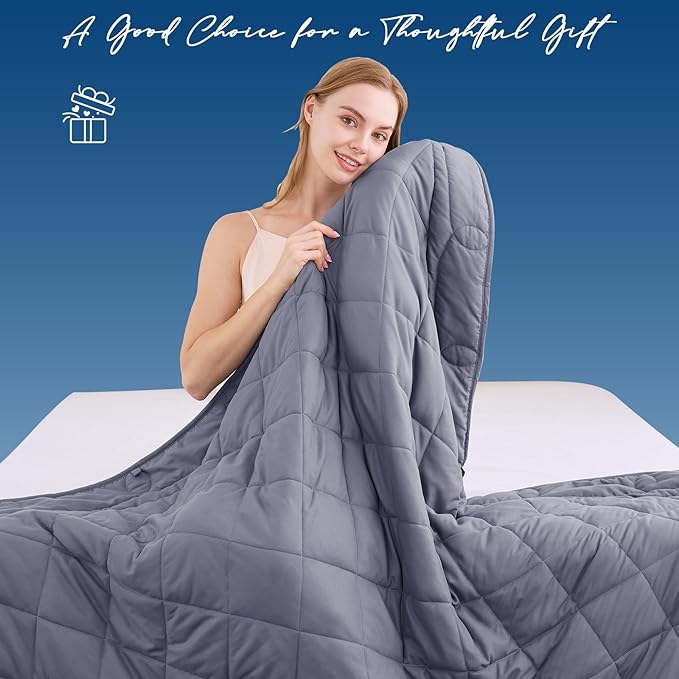 OMYSTYLE Weighted Blanket for Adults (25lbs, 60''x80'') - Queen Size Heavy Throw Blanket, Breathable and Cooling Microfiber Material with Premium Glass Bead for All Season Use, Machine Washable, Grey