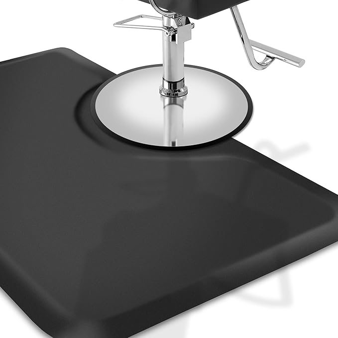 Saloniture 3 ft. x 5 ft. Salon & Barber Shop Chair Anti-Fatigue Floor Mat - Black Rectangle - 5/8 in. Thick