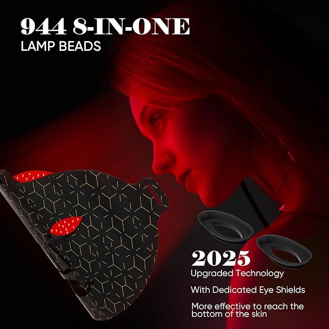 Red Light Therapy for Face, 8 Modes Portable Led Face Mask Light Therapy with Remote, Near-Infrared 850nm Wavelength with Timing Function for Anti-Aging Skincare at Home Travel