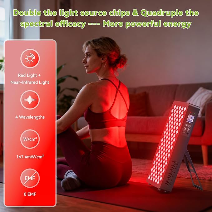 Red Light Therapy, 660nm 850nm Near Infrared Lamp with Timer & Remote Control, 100 Dual Chip LEDs Device with 500W of Power, Ideal for Face, Body (M100)