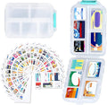 Large Pill Organizer Travel with 189 Medicine Labels, 10 Compartments Travel Medicine Organizer Travel Pill Box Purse Pill Case Compact Pill Organizer Pill Container (White, 1 Pack)