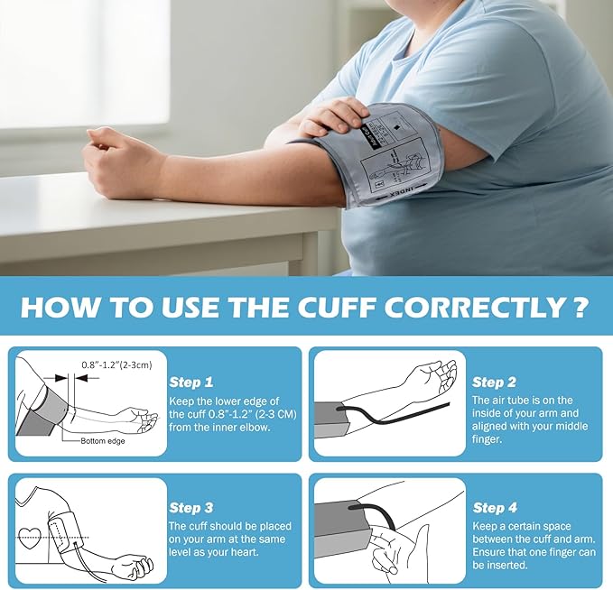 XXXL Blood Pressure Cuff, Adjustable Replacement Extra Large Cuff for 12.6"-26" Big Arms, Compatible with Most BP Monitors（6 Connectors）