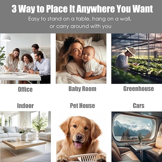 Professional Indoor Air Quality Monitor with AQI Alerts, Portable Real-Time Detector for Home, Car, Plants & Pet