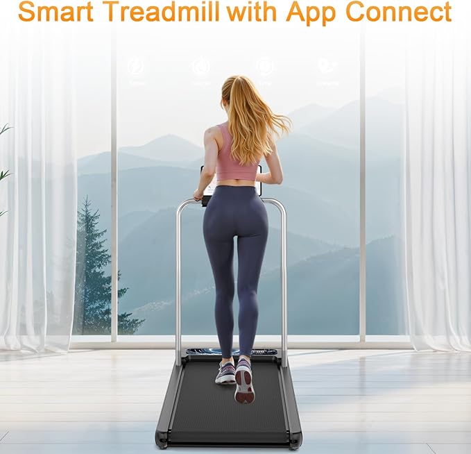 Walking Treadmill Pad with Removable Handle,2.5HP Portable Treadmills for Home &Office, Under Desk Treadmill with 8% Incline，Treadmill with Remote Control &LED Display