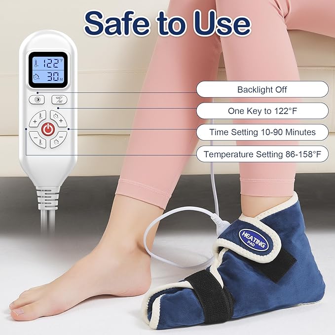 Foot Heating Pad,Heating Pad for Foot for Achilles Tendonitis,Feet Warmers with Adjustable Temperature for Pain Relief,Auto Shut Off Electric Heated Ankle Warmer for Men Women