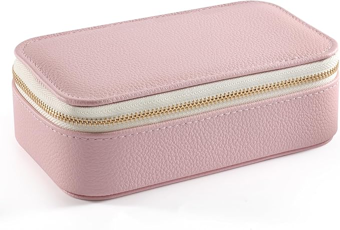 Genuine Leather Travel Pill Organizer Box Case 2 Times a Day for Purse for Women, Cute Medicine Pill Holder Containers for Vitamin Medium Weekly Daily 7 Day Am Pm Pill Organizer(Pink)