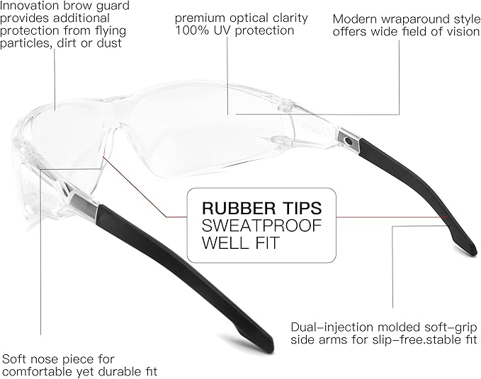 Alsenor Anti Fog Goggles Wrap-Around Shooting Safety Glasses Blue Light Blocking Protective Eyewear ANSI Z87 Cycling Glasses