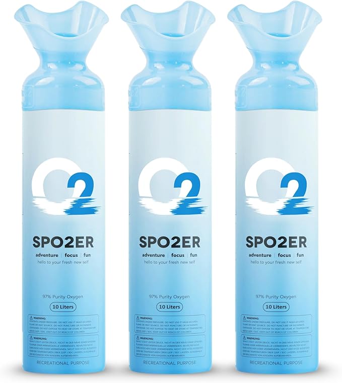 Portable 10 Liter Oxygen Canisters, 97% Pure O2, Oxygen Tank for Altitude, Athletes, Exercise Recovery & Breathing Support (3 Pack)
