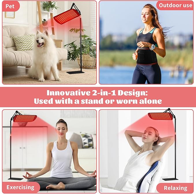135 Red Light Therapy for Face and Body, Multifunction Red Light Therapy with Stand, Dual Different LEDs(660nm& 850nm) Light with Belt and Stand