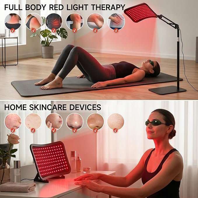 Renergy Red Light Therapy Lamp with Stand, 660nm 850nm Near Infrared Red Light Therapy Panel for Face & Body, Portable LED Light Therapy Device with Remote Control, 5 Brightness 3 Timer for Home Use