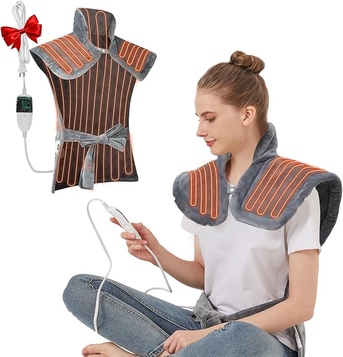 Extra Large Electric Heating Pad for Neck, Back & Shoulder Pain Relief, 25"x37" Full Body Heating Blanket with 5 Heat Levels, 4 Timers, Auto Shut-Off, Ideal Gift for Women & Men