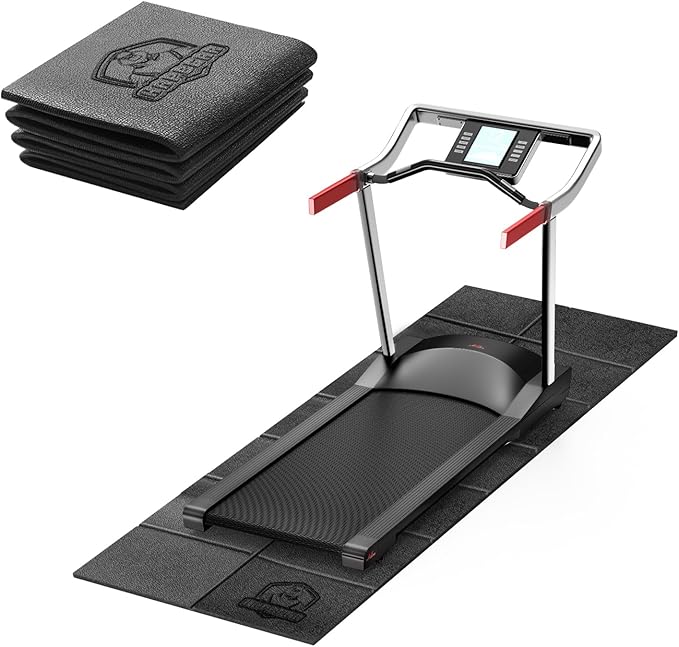 HAPBEAR Treadmill Mat – 68"x24"x1/5" Thick Non-Slip Foldable Exercise Equipment Mat for Walking Pad, Weight Bench & Treadmill – Shock Absorbing Floor Protector for Home Gym, Carpet & Hardwood Floors