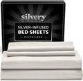 Silvery Silver Infused Bed Sheets Set - Ultra-Soft Temperature-Regulating Fabric with Self-Cleaning Technology™ That Stays Fresh 3X Longer for Hygienic Sleep