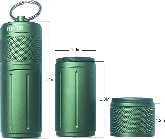 Two Layer Large Pill Organizer, Aluminum Container, Waterproof, can Store Pills Anything Sizes, Vitamins, Cod Liver Oil, Supplements and Medication, Rv Products, Size:1.6 x 1.6 x 4.4 in (Green)