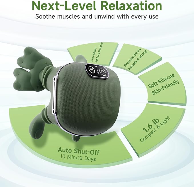 Neck Massager for Pain Relief with Heat Deep Tissue Shiatsu Neck and Shoulder Massager Bionic Hand Design for Muscle Relaxation at Home Office or Travel