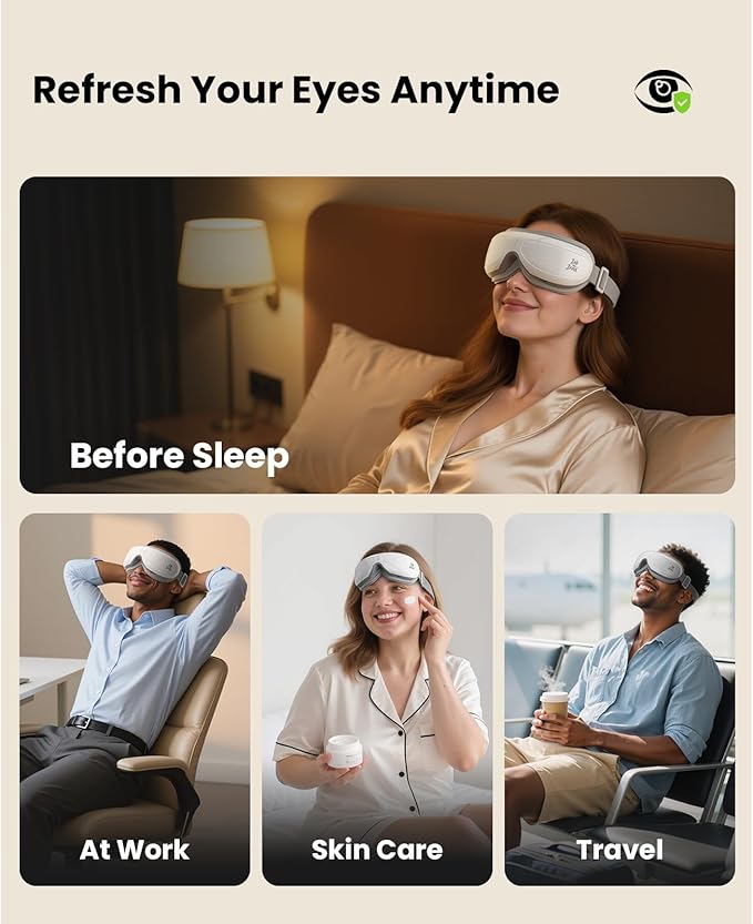 BOB AND BRAD Eye Massager with Remote Control FSA Eligible HSA - EyeOasis 2 Plus Eye Massager with Heat Compress - Electric Headache Massager with Heat for Migraines & Dry Eye Relief