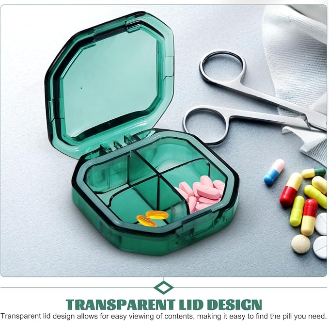 iplusmile 4 Compartment Pill Box, Moisture Proof Travel Pill Organizer Casefor Pocket Purse, Daily Portable Medicine Case for Vitamin, Fish Oil, Supplement