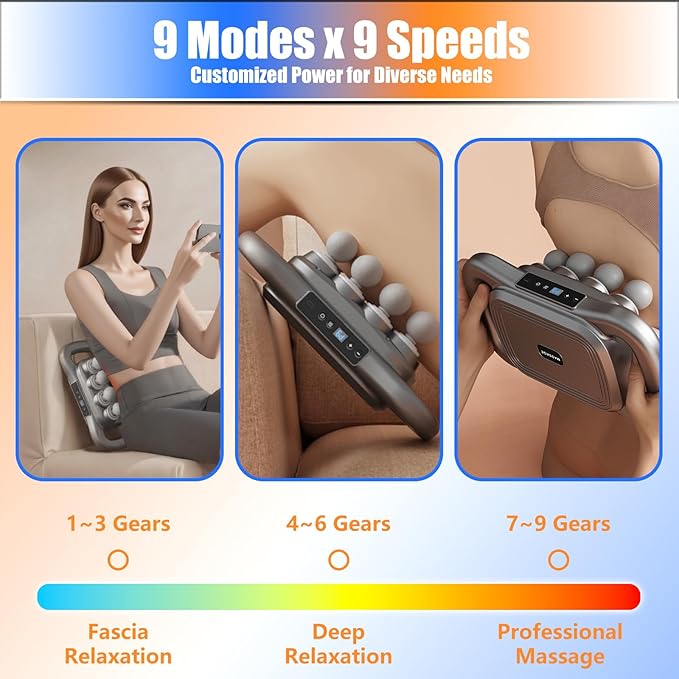 Massage Gun Deep Tissue, 16 Massage Heads Percussion Massager for Muscle Recovery & Pain Relief, Handheld Electric Muscle Massager for Neck Back Shoulder Legs, Gift for Athletes & Daily Relaxation