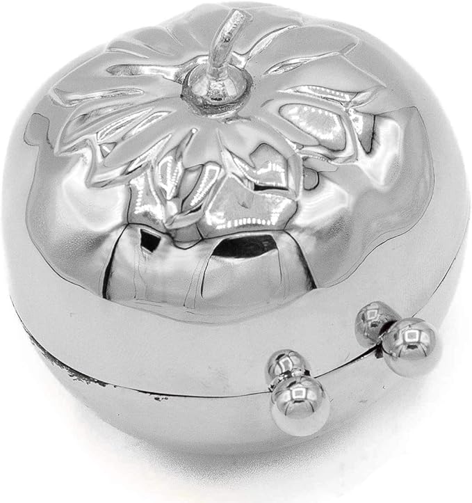 Silver Tomato Shaped Pocket Purse Portable Travel Pill Box & Medicine Organizer (1 Large Compartment)