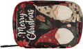 Checkered Christmas Floral Gnomes Travel Pill Organizer Case Box Container Weekly Portable Vitamin Medicine Holder Storage Bag with Zipper Removable