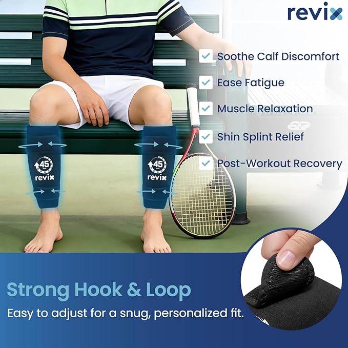 REVIX Calf Ice Packs for Shin Splints Relief, 45-Min Long Lasting Ice Packs for Injuries Reusable with Ice Grid Design, Cold Therapy Compression Sleeves for Soothing Leg & Arm Discomfort, 2 Packs