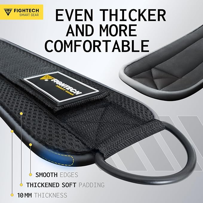FIGHTECH Ankle Straps Cable Machine Attachment for Gym - Cable Kickback Ankle Straps - Padded Ankle Cuffs for Glute Kickbacks and Leg Workouts