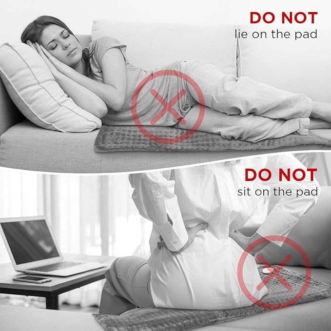 NOWWISH Heating Pad for Back Pain Relief & Period Cramps, 33x17 Inches Electric Heating Pad with 10 Heat Settings, Timer and Auto Shut-Off, Machine Washable, Mothers Day Gifts for Mom Women, Grey