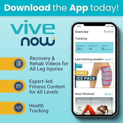 Vive Knee Ice Pack Wrap - Cold/Hot Gel Compression Brace - Heat Support Strap for Arthritis Pain, Tendonitis, ACL, Athletic Injury, Osteoarthritis, Women, Men, Running, Meniscus and Patella Surgery