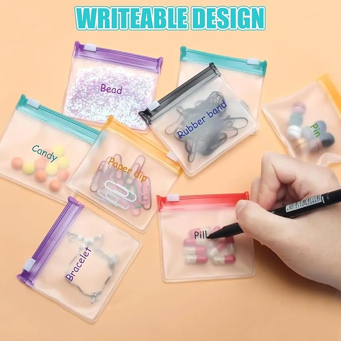 24 PCS Pill Pouches Bags, Zippered Travel Pill Organizer, Self Sealing Travel Bags for Travel Reusable Bag with Slide Lock for Small Items