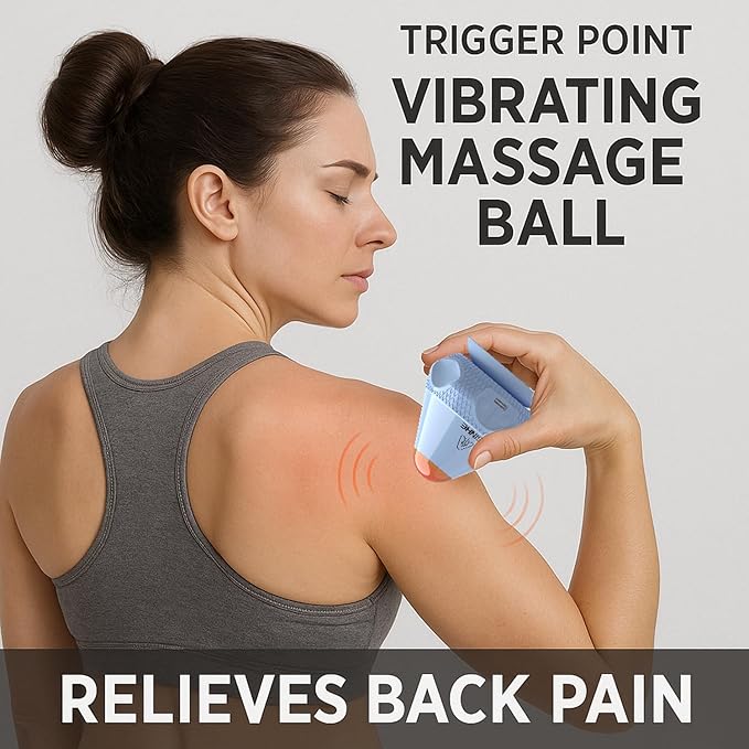Vibrating Massage Ball with Heat & Suction Cup, Self-Massage Tool for Deep Tissue Muscle Relief, Hands-Free Physio Recovery for Back, Neck, Legs, Portable Heated Trigger Point Massager