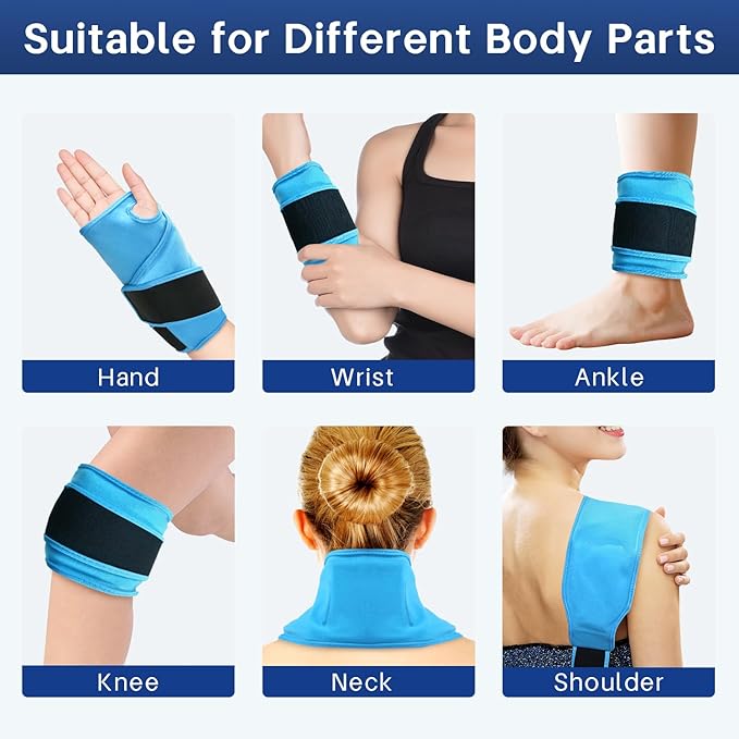 Wrist Ice Pack Wrap for Carpal Tunnel Relief, Gel Ice Packs for Injuries Reusable for Wrist Hand Foot Ankle Knee Leg Pain, Hot Cold Compress Therapy Bandage Surgery Recovery Gifts Men Women (Blue)